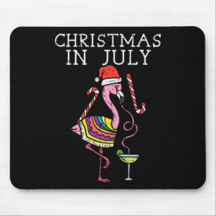 Flamingo Santa Christmas In July Funny Summer Xmas Mouse Mat