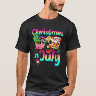 Flamingo Santa Christmas In July Summer Vacation S T-Shirt