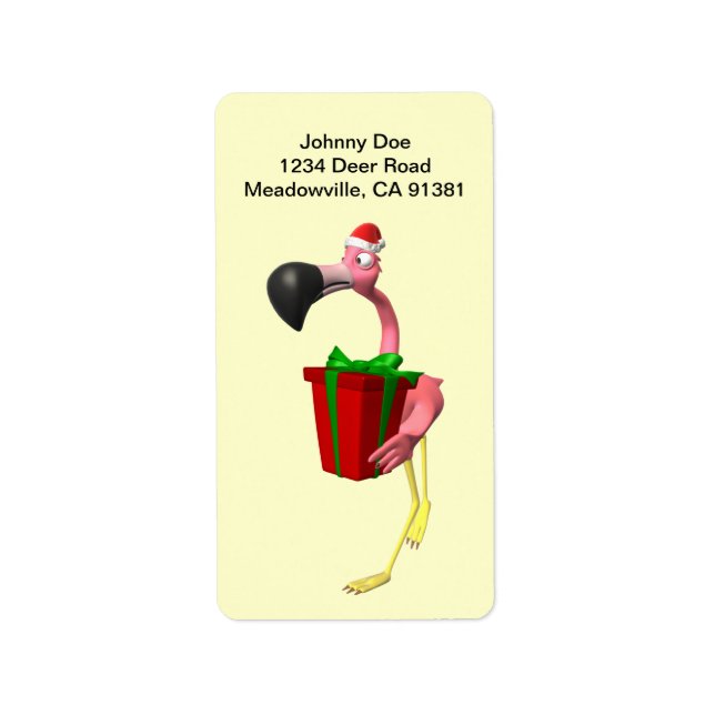 Flamingo Santa Christmas Label (Front)