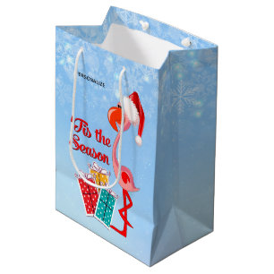 Flamingo Santa Christmas Medium Gift Bag