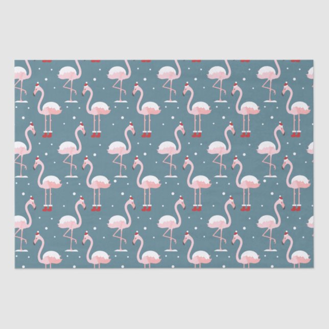 Flamingo Santa Claus Pattern Tissue Paper (Front)