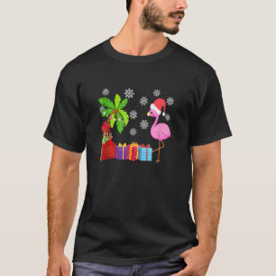 Flamingo Santa Hat Christmas In July Hawaiian Hol T-Shirt