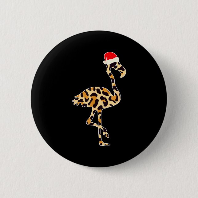 Flamingo Santa Hat Family Matching Christmas Leopa 6 Cm Round Badge (Front)
