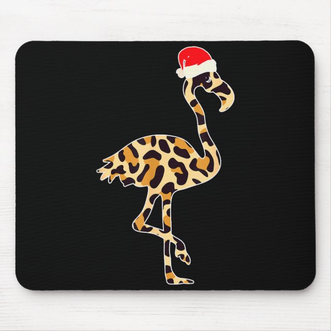 Flamingo Santa Hat Family Matching Christmas Leopa Mouse Mat (Front)