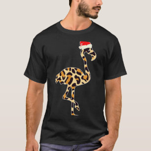 Flamingo Santa Hat Family Matching Christmas Leopa T-Shirt