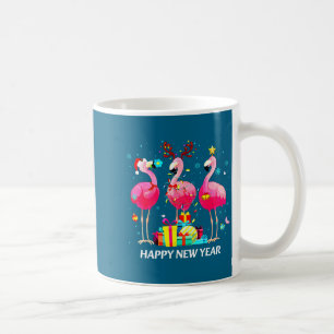 Flamingo Santa Hat Happy New Year Light Long Sleev Coffee Mug
