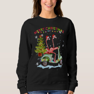 Flamingo Santa Hat Motorbike Pink Flamingo Christm Sweatshirt