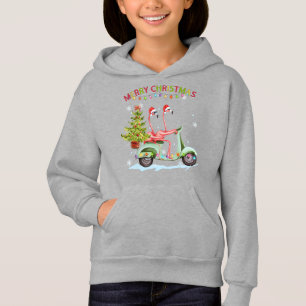 Flamingo Santa Hat Xmas Light Motobike Christmas