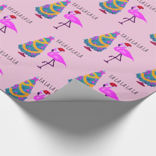 Image of Flamingo Santa Pink Christmas Wrapping Paper