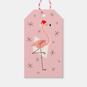 Flamingo Santa Pink gift tags