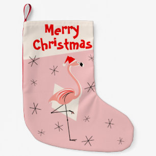 Flamingo Santa Pink Merry Christmas one-sided Small Christmas Stocking