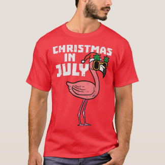 Flamingo Santa Sunglasses Christmas In July Cute S T-Shirt