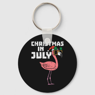 Flamingo Santa Sungles Christmas In July Cute Summ Key Ring