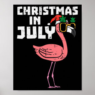 Flamingo Santa Sungles Christmas In July Cute Summ Poster