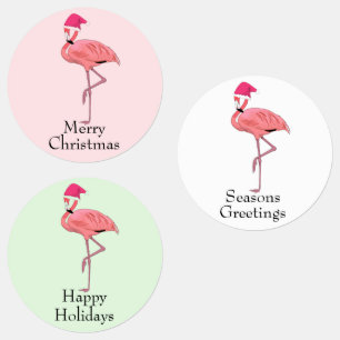 Flamingo Santas Christmas Greetings 