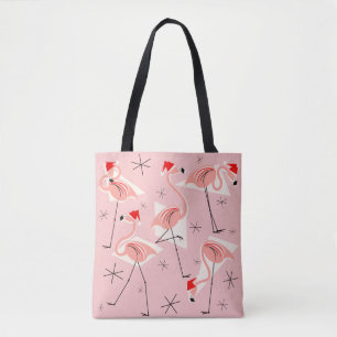 Flamingo Santas Pink all over tote bag