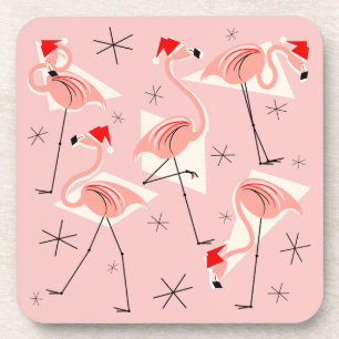 Flamingo Santas Pink coasters plastic