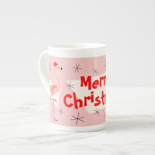 Flamingo Santas Pink Merry Christmas bone china Bone China Mug