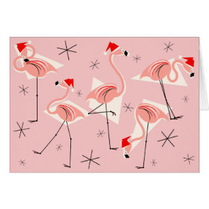Flamingo Santas Pink Merry Christmas horizontal