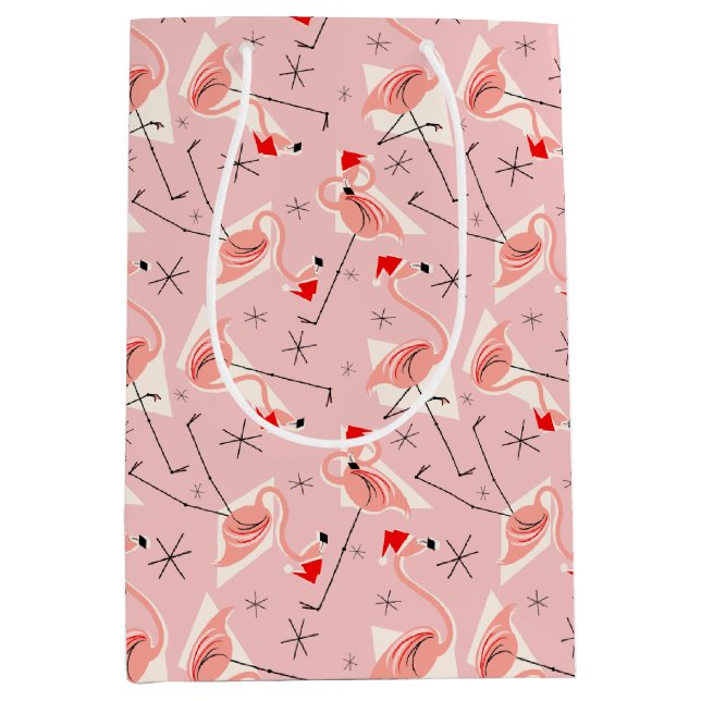 Flamingo Santas Pink Multi gift bag medium (Front)