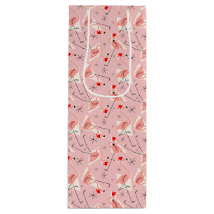 Flamingo Santas Pink Multi gift bag wine