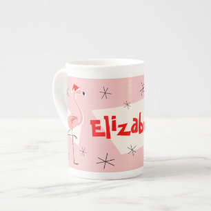 Flamingo Santas Pink Name bone china Mug
