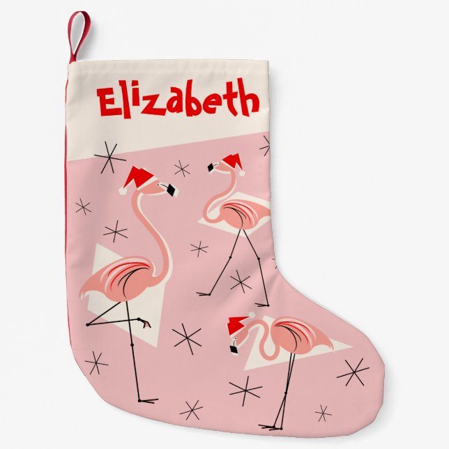 Flamingo Santas Pink Name stocking (Front)