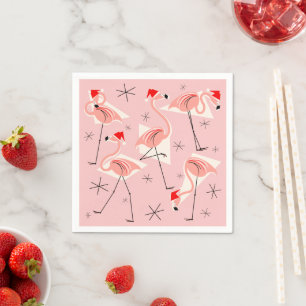Flamingo Santas Pink paper napkin