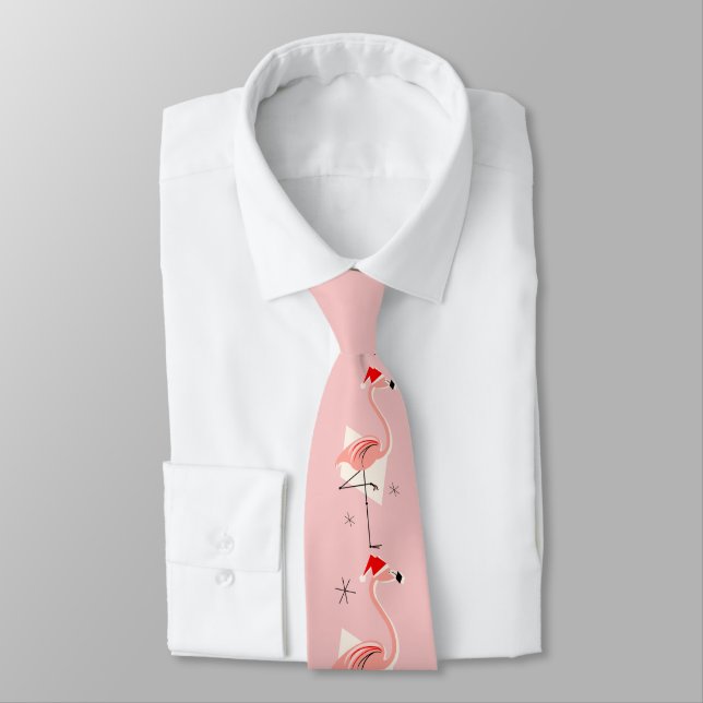 Flamingo Santas Pink tie (Tied)