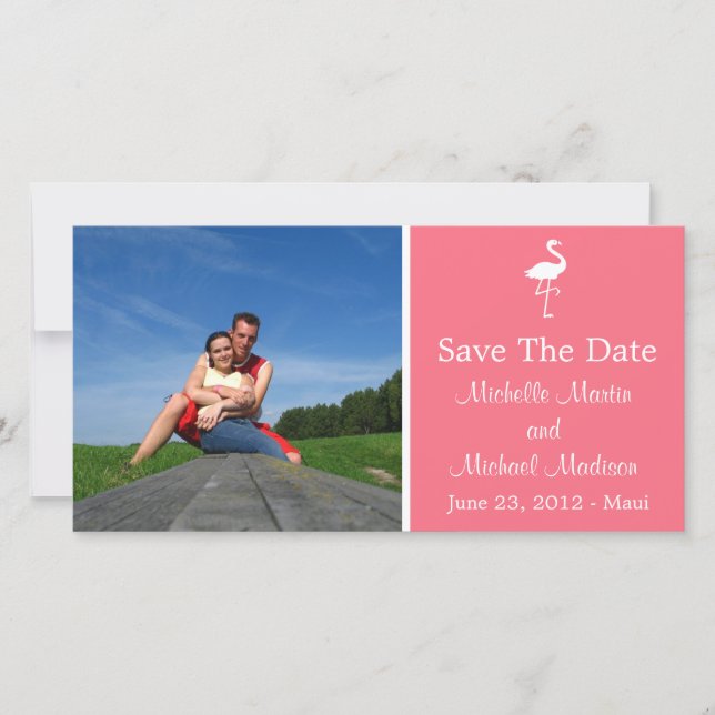 Flamingo Save The Date Photocard (Salmon) (Front)