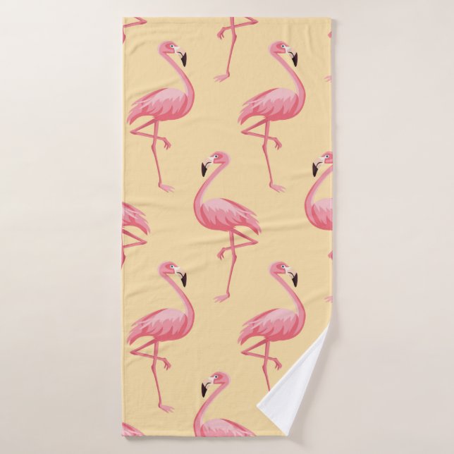Flamingo seamless pattern background. Pink flaming Bath Towel (Bath Towel)