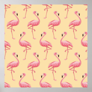 Flamingo seamless pattern background. Pink flaming Poster