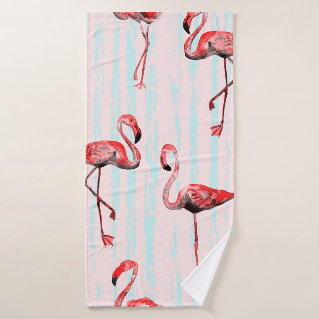 Flamingo seamless pattern bath towel (Bath Towel)