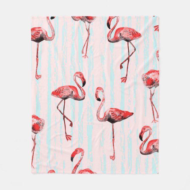 Flamingo seamless pattern fleece blanket (Front)