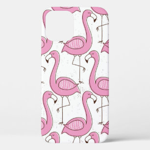 Flamingo seamless pattern, vintage exotic design iPhone 12 case