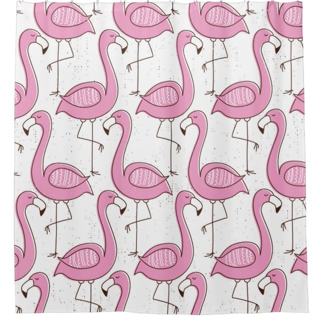Flamingo seamless pattern, vintage exotic design  shower curtain (Front)