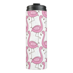 Flamingo seamless pattern, vintage exotic design thermal tumbler