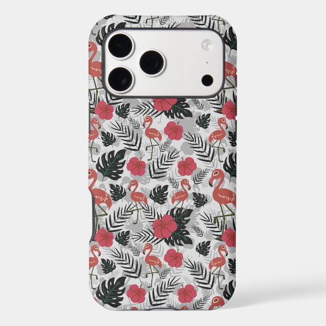 Flamingo seamless pattern with floral background (Back)