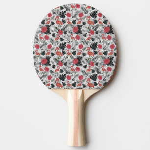 Flamingo seamless pattern with floral background ping pong paddle