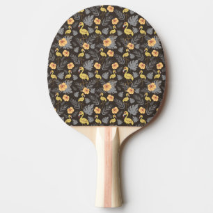 Flamingo seamless pattern with flowers and leaves ping pong paddle