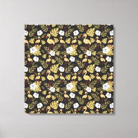 Flamingo seamless pattern yellow and white flowers