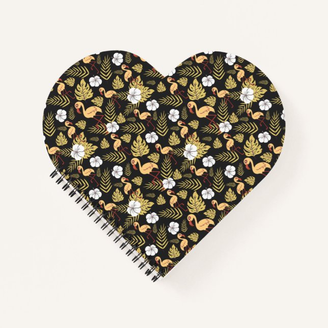 Flamingo seamless pattern yellow and white flowers notebook (Front)