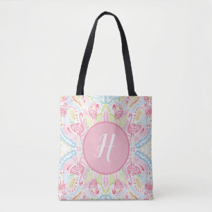 Flamingo Sensation Monogram Heather French Henry Tote Bag