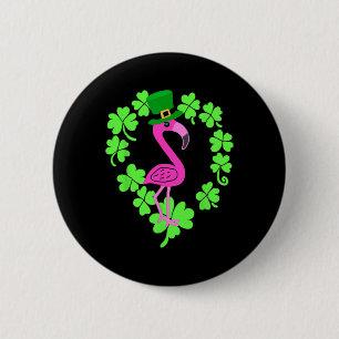 Flamingo Shamrock St Patricks Day Animal 6 Cm Round Badge