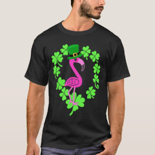 Flamingo Shamrock St Patricks Day Animal  T-Shirt
