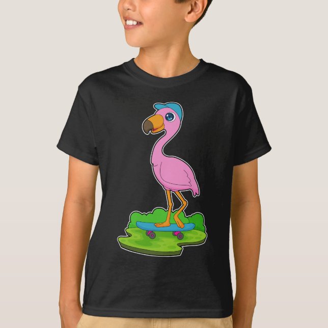 Flamingo Skater Skateboard T-Shirt (Front)