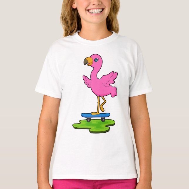 Flamingo Skater Skateboard T-Shirt (Front)