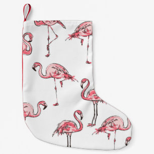 Flamingo Sketch: Tropical Vintage Pattern. Small Christmas Stocking