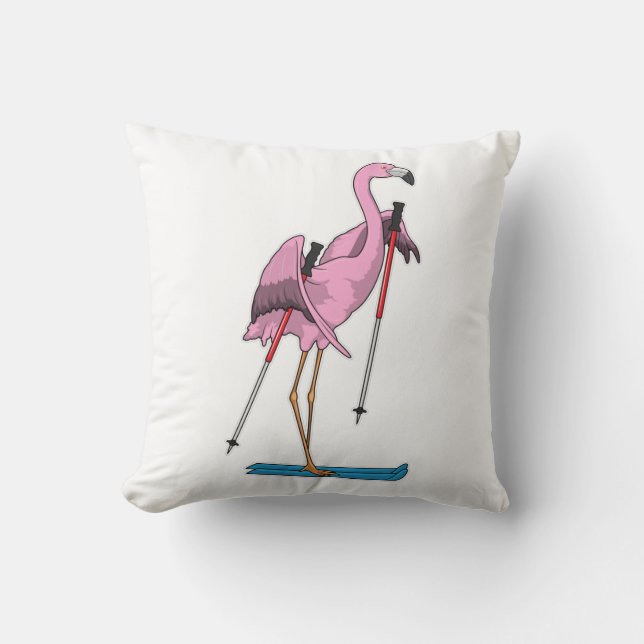 Flamingo Skier Ski Cushion (Front)
