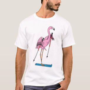 Flamingo Skier Ski T-Shirt